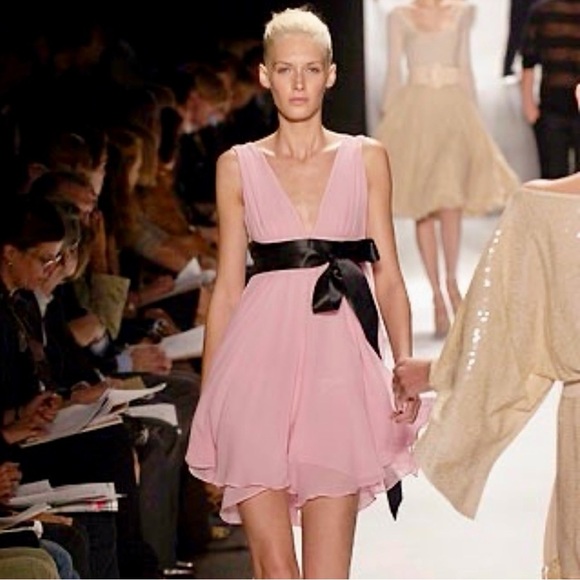 RARE NWT Michael Kors Spring 2007 RTW Silk Ballerina Pink / Black A-Line Dress - Picture 4 of 16